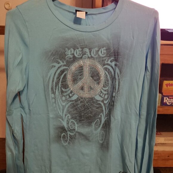 KATYDID Light Blue Embellished Peace sign - Picture 1 of 10